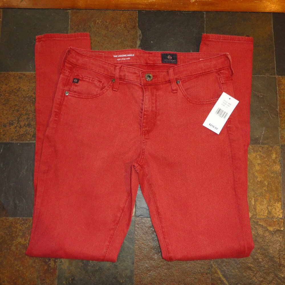 ADRIANO GOLDSCHMIED "The Legging Ankle" Super Skinny Red Leggings Sz 27 NWT!!